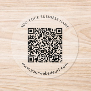 Custom Contactless QR Code Business Name Classic Round Sticker
