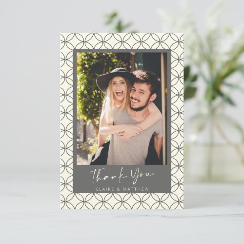 Custom Contemporary Art Deco Wedding Photo  Thank You Card