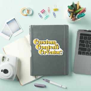 Custom Content Creator Yellow Retro Gamer Slogan Sticker