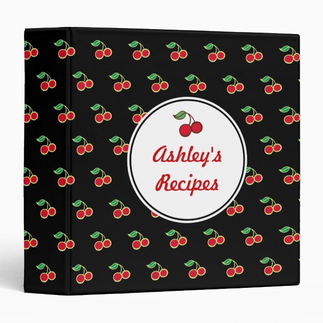 Custom Cookbook Retro Cherry Recipe Binder Gift (Front/Spine)