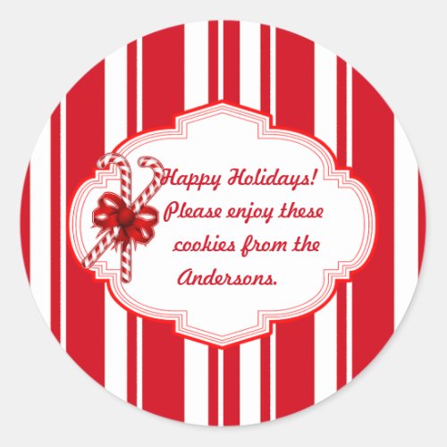 Custom Cookie Swap Candy Stripe Holiday Stickers