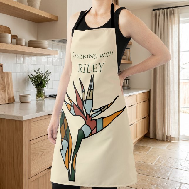 Custom Cooking Name Bird of Paradise Tropical Gift Apron (Custom Cooking Name Bird of Paradise Tropical Gift Apron)