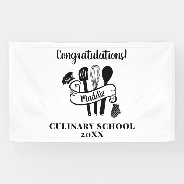 Custom Cooking School Graduation Party Banner (Horizontal)