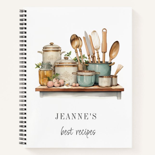 Custom Cook's Table Chef Baker Recipe Templates Notebook (Front)