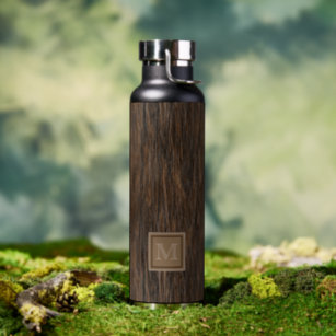 Custom Cool Abstract Tree Bark Wood Art Motif Water Bottle