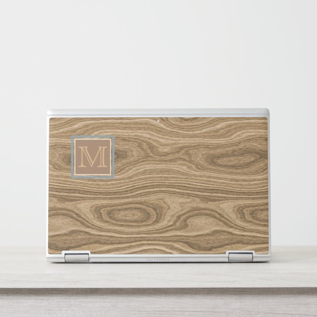 Custom Cool Artistic Abstract Wood Marble Pattern HP Laptop Skin (Front)