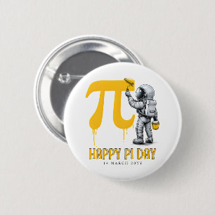 Custom Cool Astronaut Painting Pi Symbol Pi Day  Button