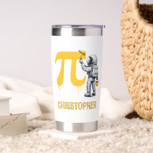 Custom Cool Astronaut Painting Pi Symbol Pi Day Insulated Tumbler