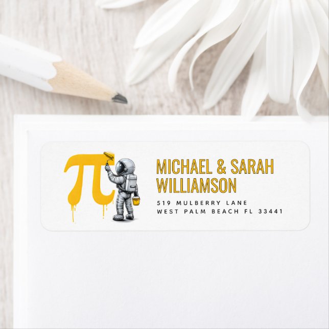 Custom Cool Astronaut Painting Pi Symbol Pi Day  Label (Insitu)