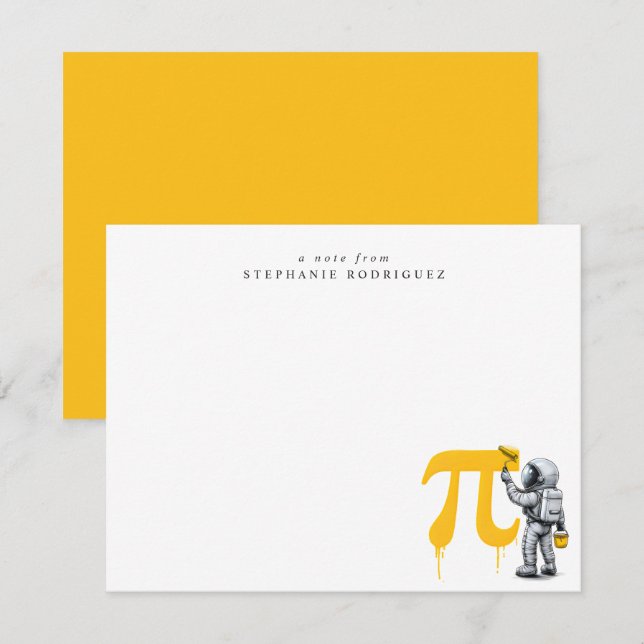 Custom Cool Astronaut Painting Pi Symbol Pi Day  Note Card (Front/Back)