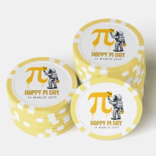Custom Cool Astronaut Painting Pi Symbol Pi Day Poker Chips
