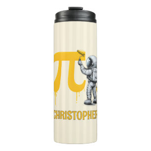 Custom Cool Astronaut Painting Pi Symbol Pi Day Thermal Tumbler