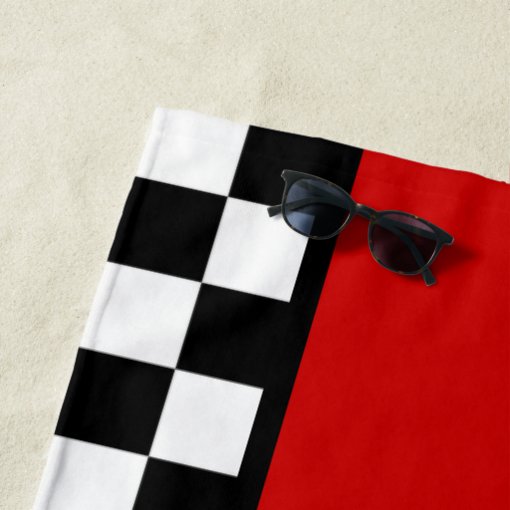Custom Cool Black And White Checkered Flag Beach Towel Zazzle