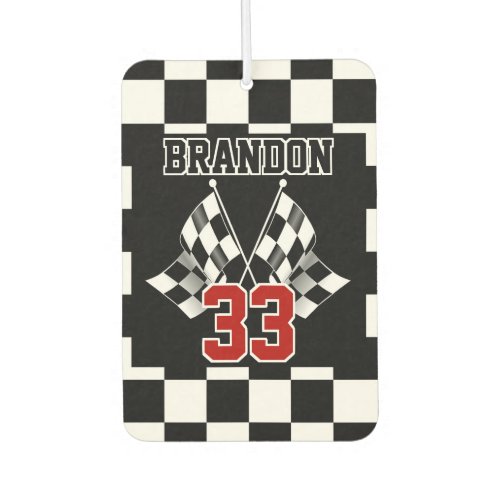 Custom Cool Black And White Checkered Flag Pattern Air Freshener