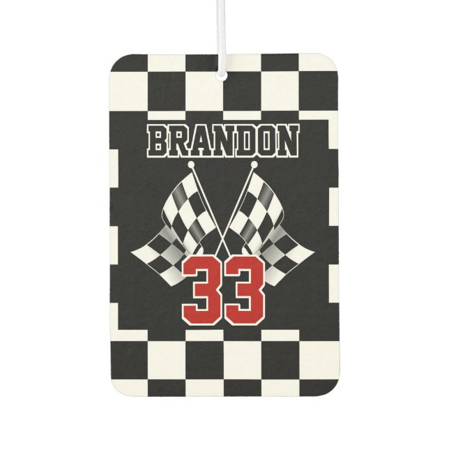 Custom Cool Black And White Checkered Flag Pattern Air Freshener (Front)