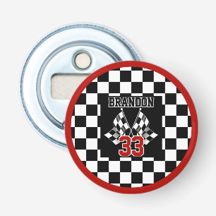 Custom Cool Black And White Checkered Flag Pattern Bottle Opener