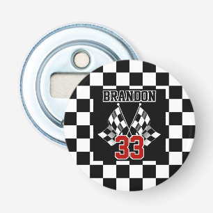 Custom Cool Black And White Checkered Flag Pattern Bottle Opener