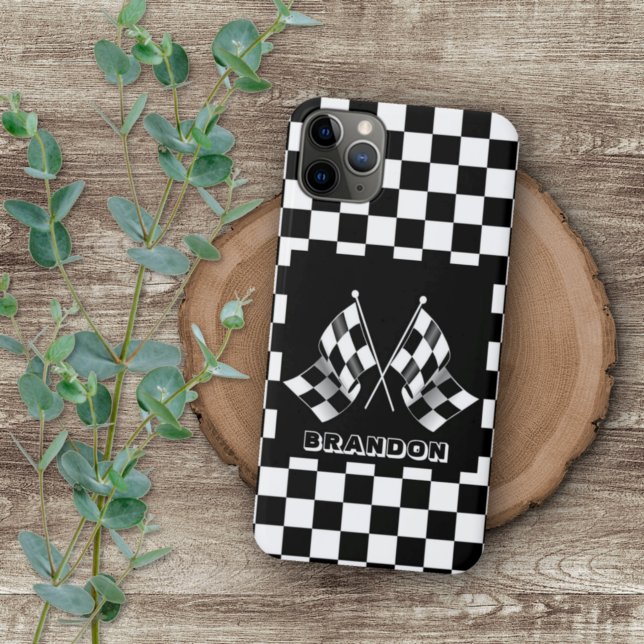 Custom Cool Black And White Checkered Flag Pattern Case-Mate iPhone Case (Creator Uploaded)