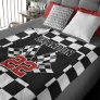 Custom Cool Black And White Checkered Flag Pattern Fleece Blanket