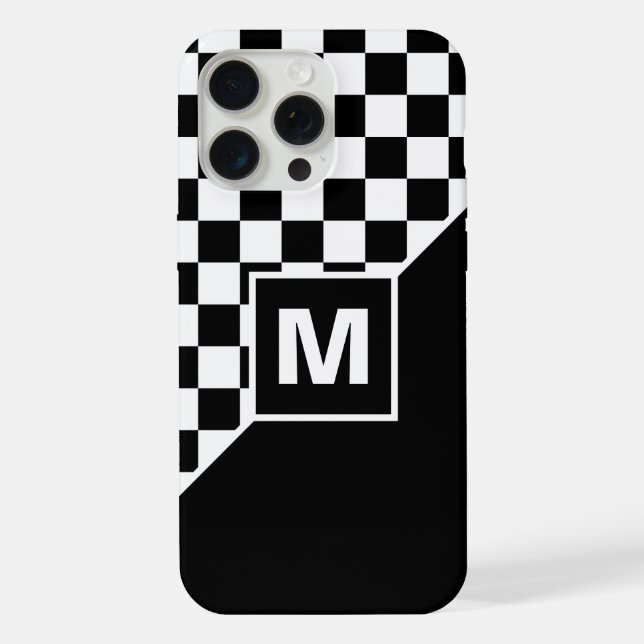 Custom Cool Black And White Checkered Flag Pattern Iphone Case (Back)