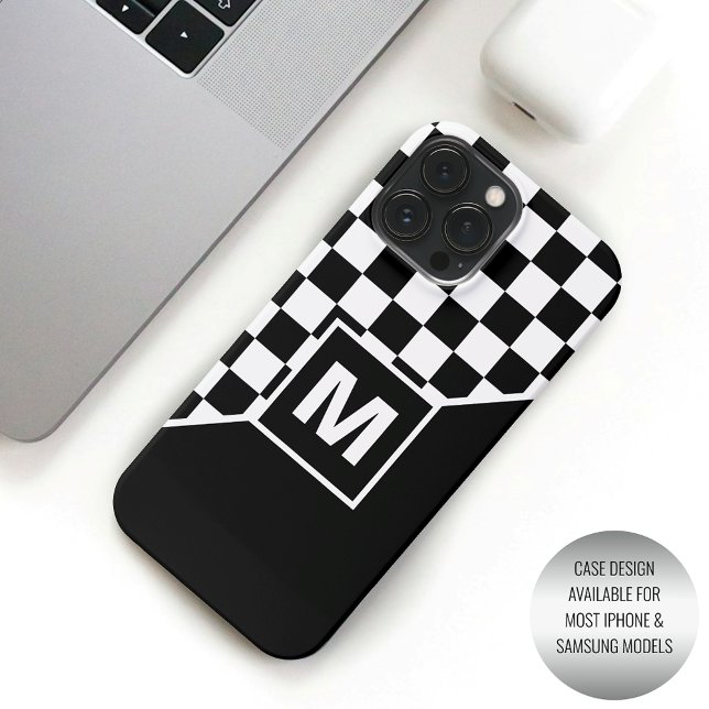 Custom Cool Black And White Checkered Flag Pattern iPhone Case (Creator Uploaded)