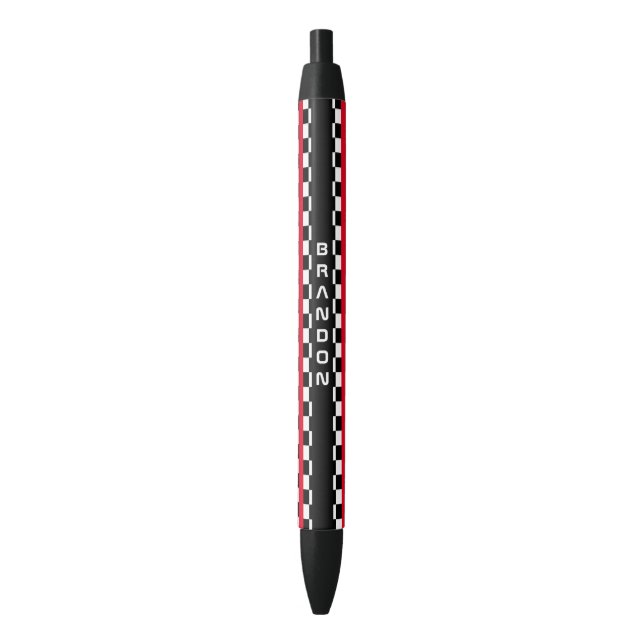Custom Cool Black And White Checkered Flag Pattern Pen (Front Vertical)