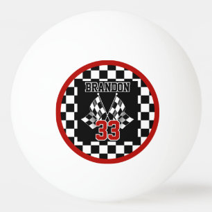 Custom Cool Black And White Checkered Flag Pattern Ping Pong Ball