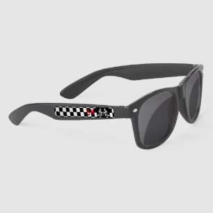 Custom Cool Black and White Checkered Flag Pattern Sunglasses