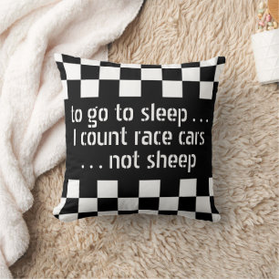 Custom Cool Black And White Checkered Flag Pattern Throw Pillow