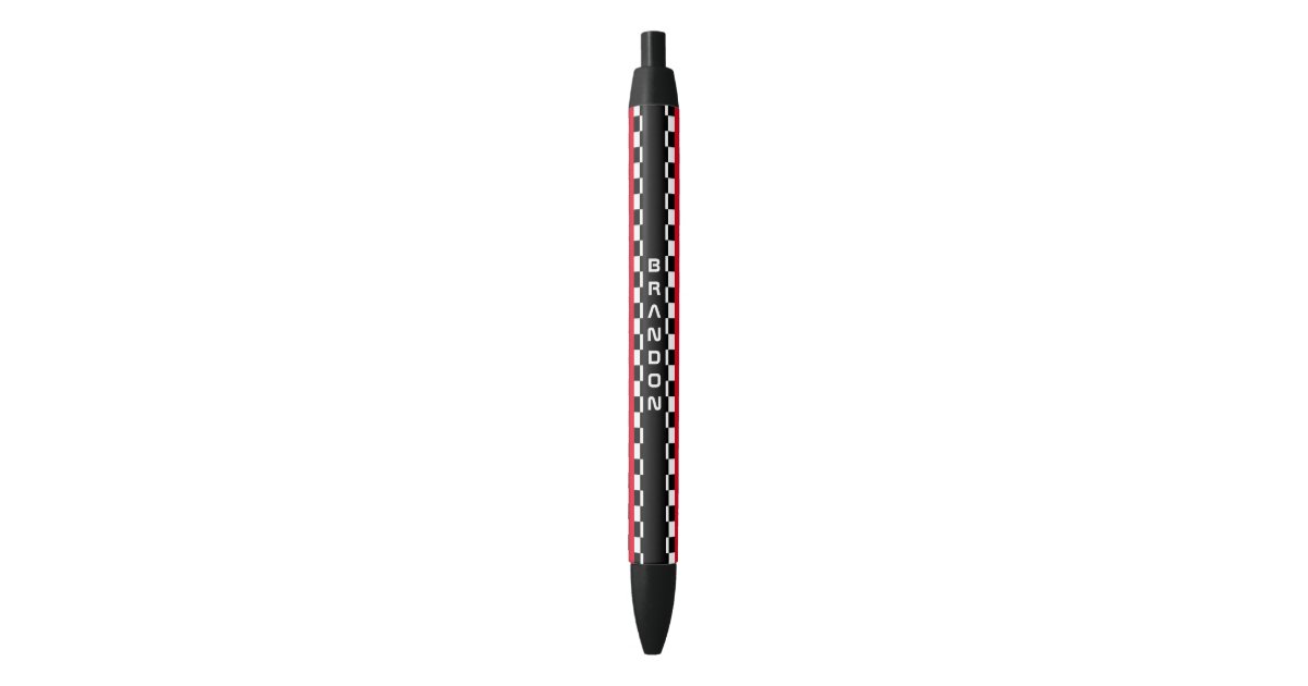 Custom Cool Black And White Flag Pattern Black Ink Pen | Zazzle