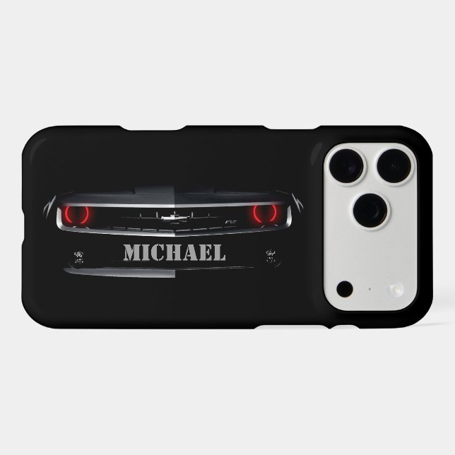 Custom Cool black Chevy Camaro Your name iPhone Case (Back Horizontal)