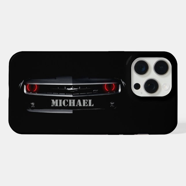 Custom Cool black Chevy Camaro Your name iPhone Case (Back Horizontal)