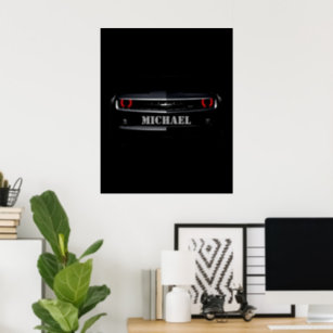 Custom Cool black Chevy Camaro Your name Poster