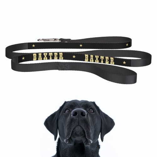 Custom Cool Black Gold Stars Dog Puppy Doggy Name Pet Leash