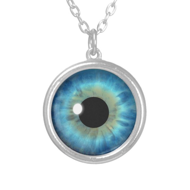 Custom Cool Blue Eye Iris Eyeball Fun Necklace (Front)