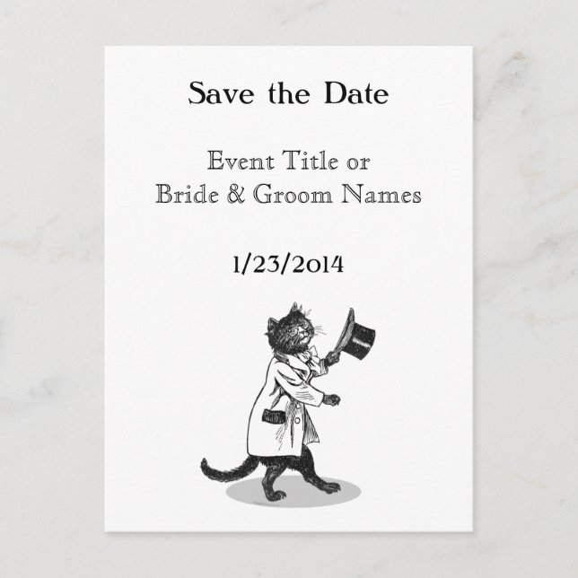 Custom Cool Cat Save the Date Postcard (Front)