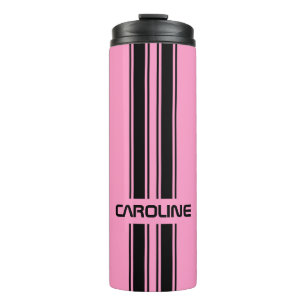 Custom Cool Cute Pink Black Auto Race Sport Stripe Thermal Tumbler