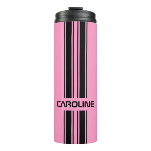 Custom Cool Cute Pink Black Auto Race Sport Stripe Thermal Tumbler