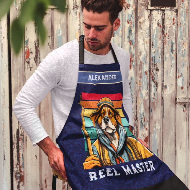 Custom Cool Dog Retirement Gifts for Fisherman Dad Apron (Custom Cool Dog Retirement Gifts for Fisherman Dad)