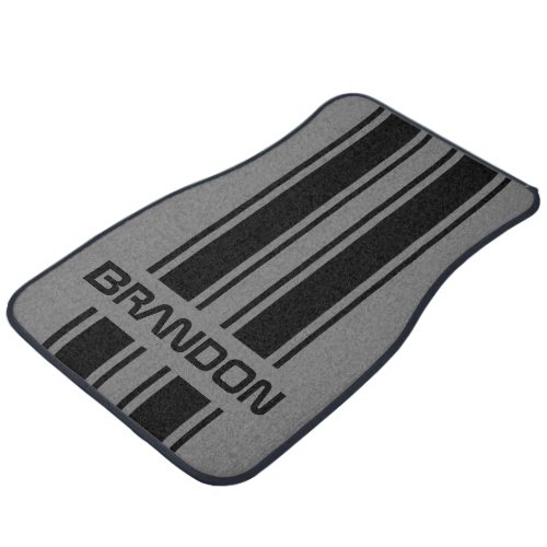 Custom Cool Gray Black Auto Race Sport Stripe Car Floor Mat