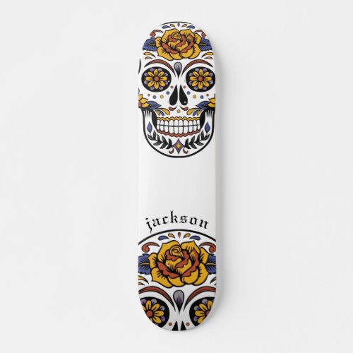 Custom Cool Illustrated Skull Skateboard