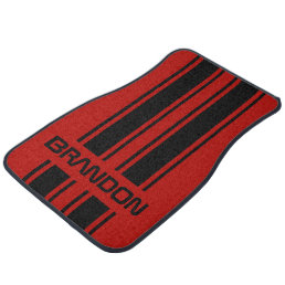 Custom Cool Red And Black Auto Race Sport Stripe Car Floor Mat