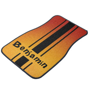 custom cool red and black auto race sport striped  car floor mat