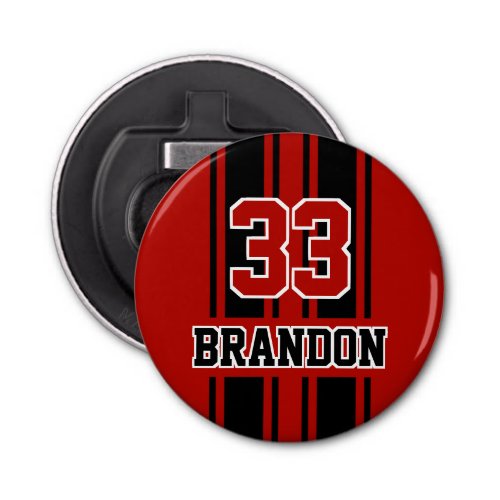 Custom Cool Red And Black Auto Race Sport Stripes Bottle Opener
