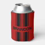 Custom Cool Red And Black Auto Race Sport Stripes Can Cooler at Zazzle