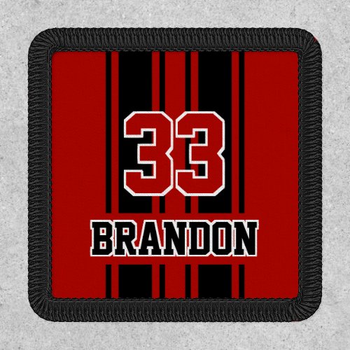 Custom Cool Red And Black Auto Race Sport Stripes Patch