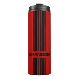 Custom Cool Red And Black Auto Race Sport Stripes Thermal Tumbler