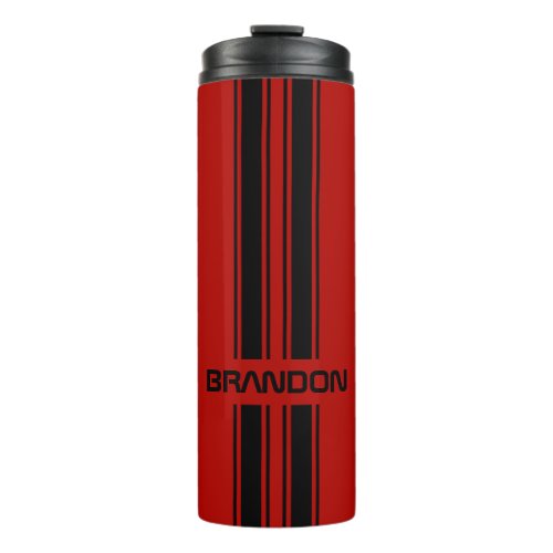 Custom Cool Red And Black Auto Race Sport Stripes Thermal Tumbler
