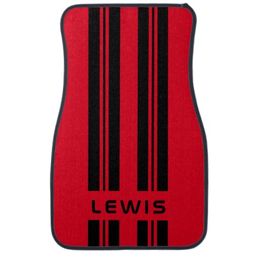Custom Cool red Racing Stripes Modern Personalized Car Floor Mat
