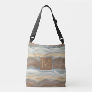 Custom Cool Retro Abstract Artistic Waves Pattern Crossbody Bag